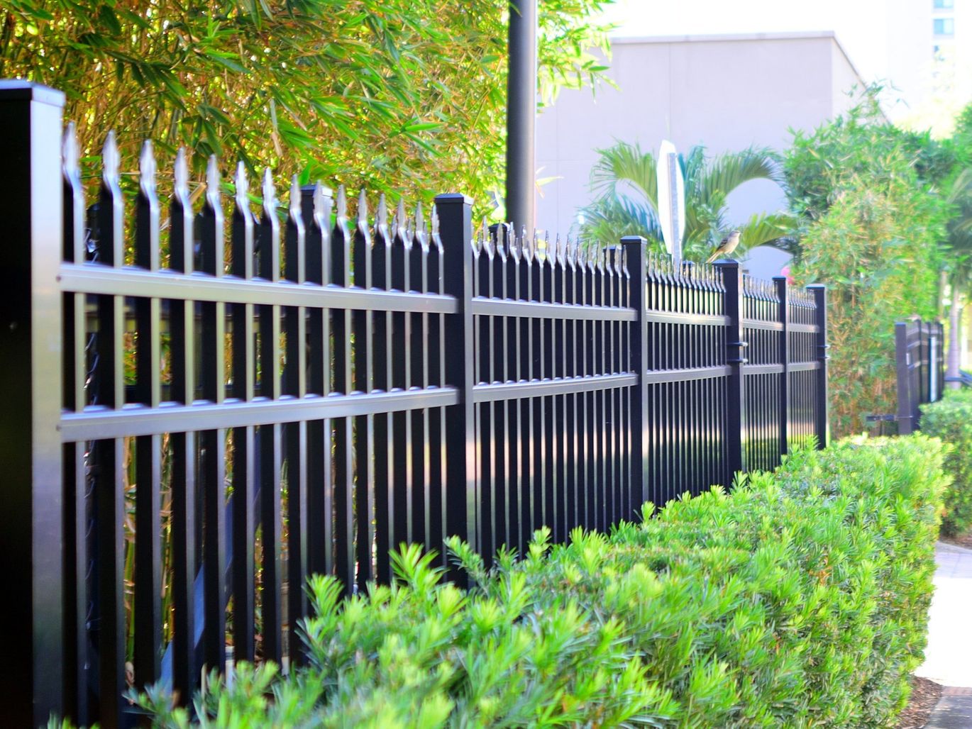 Black coated aluminum fence