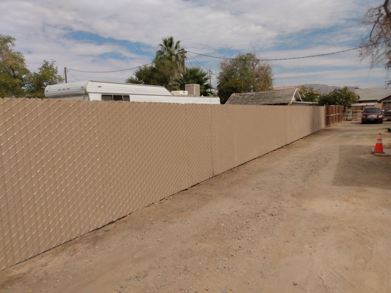 Tan privacy fence